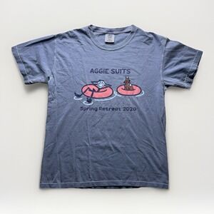 Comfort Colors Aggie Suits T-Shirt Mens M Blue Dog Graphic Outdoors Hiking Tee